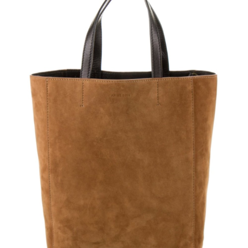 Anine Bing Suede Leather Top Handle Tote Bag
